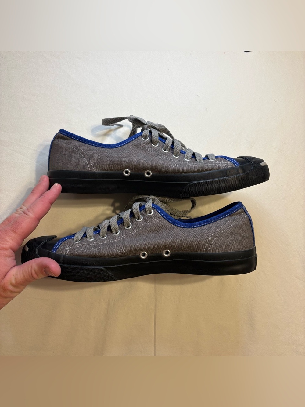 Converse Jack Purcell Blue and Gray Low Top Sneakers- Unisex Adult Sneakers - Picture 4 of 9